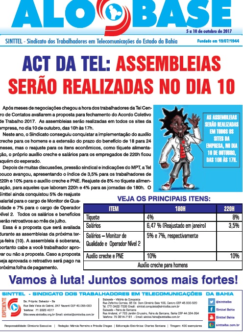 ACT da Tel: Assembleias serÃ£o realizadas no dia 10